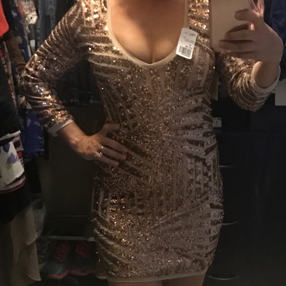 Rose Gold Sequence Cocktail Dress - Picture 4 of 4